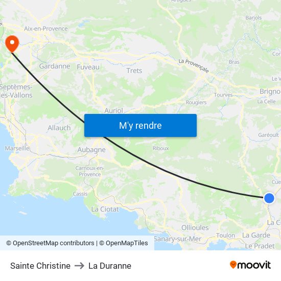 Sainte Christine to La Duranne map