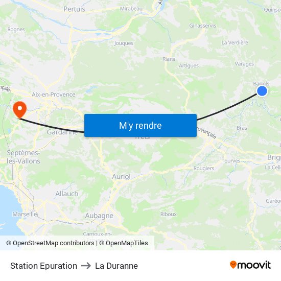 Station Epuration to La Duranne map