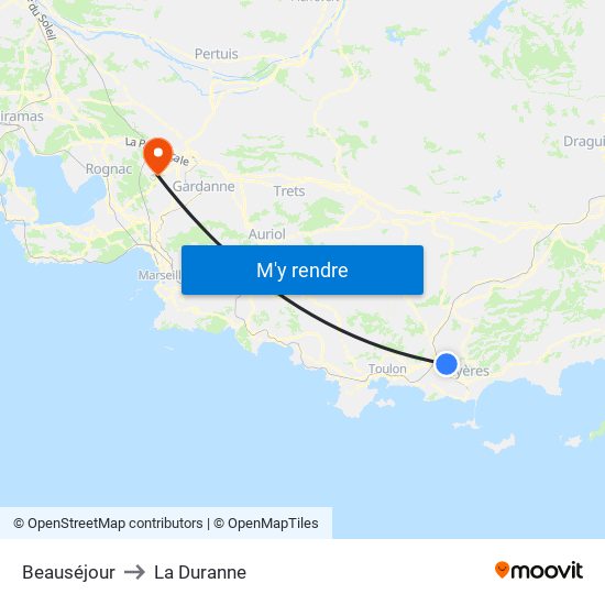 Beauséjour to La Duranne map
