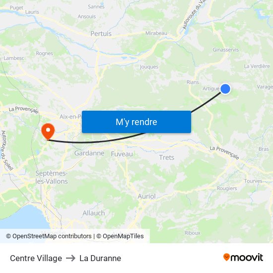 Centre Village to La Duranne map