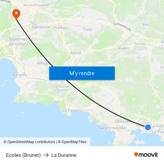 Ecoles (Brunet) to La Duranne map