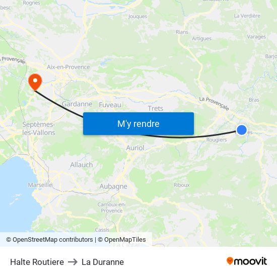 Halte Routiere to La Duranne map
