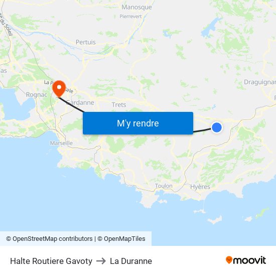 Halte Routiere Gavoty to La Duranne map
