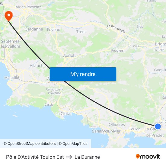 Pôle D'Activité Toulon Est to La Duranne map