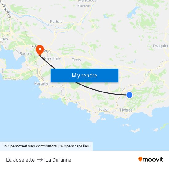 La Joselette to La Duranne map