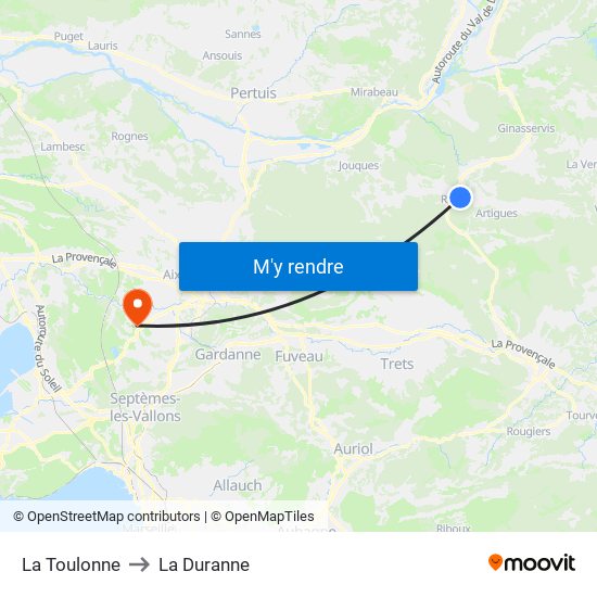 La Toulonne to La Duranne map