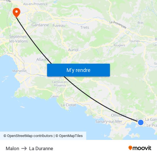 Malon to La Duranne map