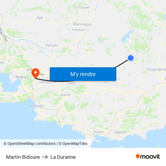 Martin Bidoure to La Duranne map