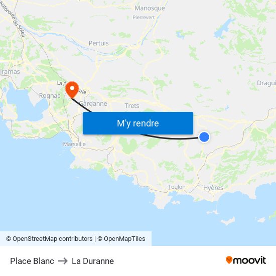 Place Blanc to La Duranne map
