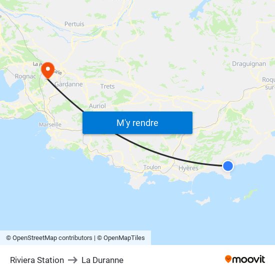 Riviera Station to La Duranne map