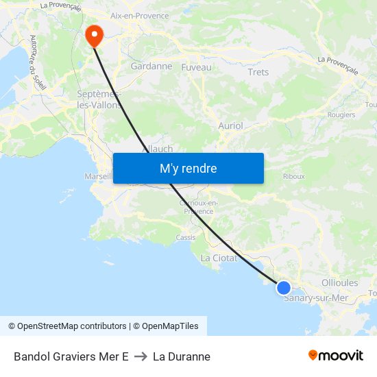 Bandol Graviers Mer E to La Duranne map