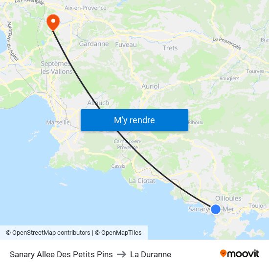 Sanary Allee Des Petits Pins to La Duranne map