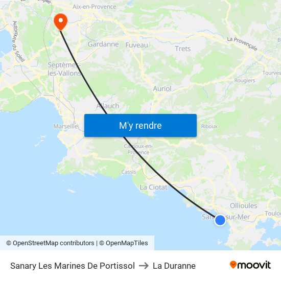 Sanary Les Marines De Portissol to La Duranne map