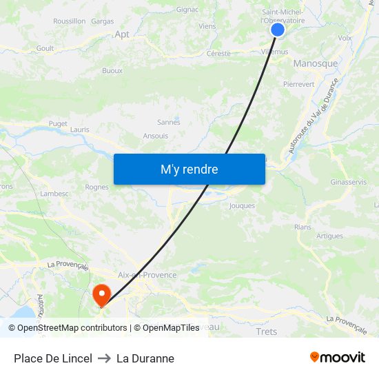 Place De Lincel to La Duranne map