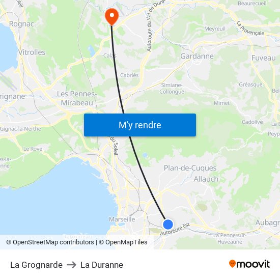 La Grognarde to La Duranne map