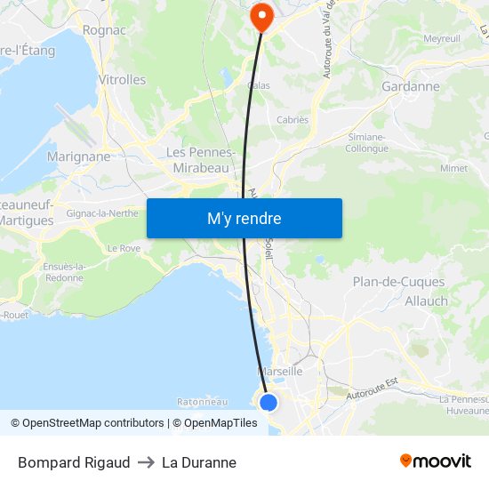 Bompard Rigaud to La Duranne map