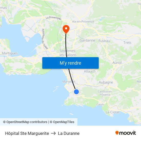Hôpital Ste Marguerite to La Duranne map