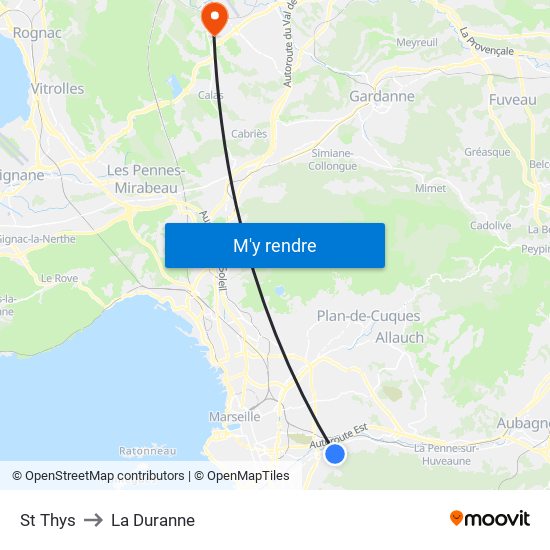 St Thys to La Duranne map