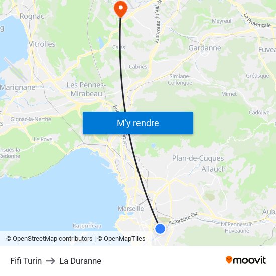 Fifi Turin to La Duranne map