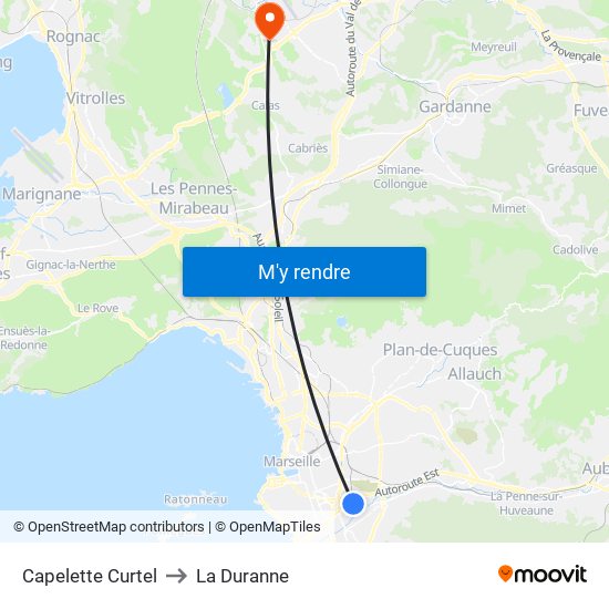 Capelette Curtel to La Duranne map