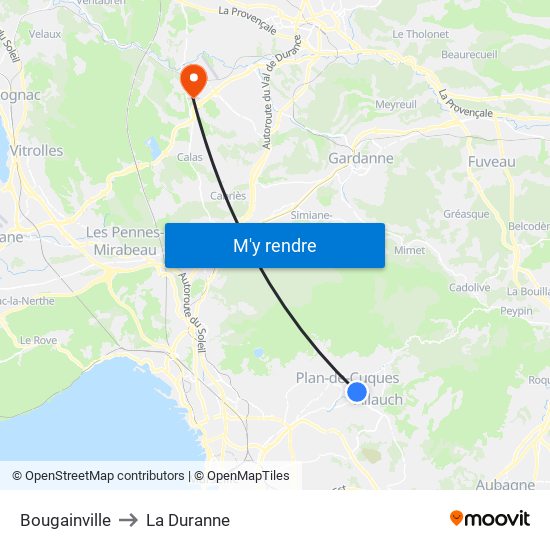 Bougainville to La Duranne map