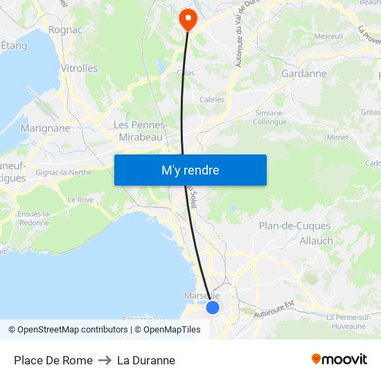 Place De Rome to La Duranne map