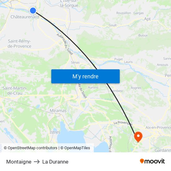 Montaigne to La Duranne map