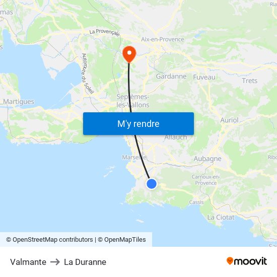 Valmante to La Duranne map