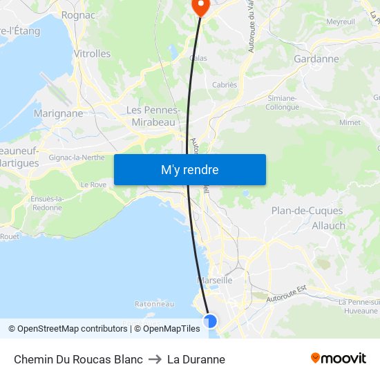 Chemin Du Roucas Blanc to La Duranne map