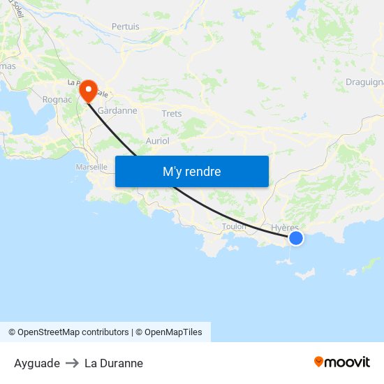 Ayguade to La Duranne map