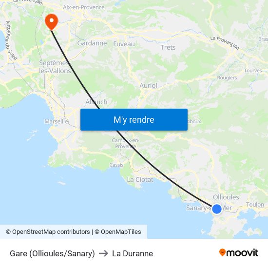 Gare (Ollioules/Sanary) to La Duranne map