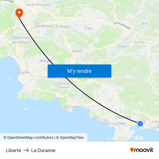 Liberté to La Duranne map