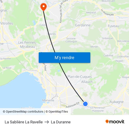 La Sablière La Ravelle to La Duranne map