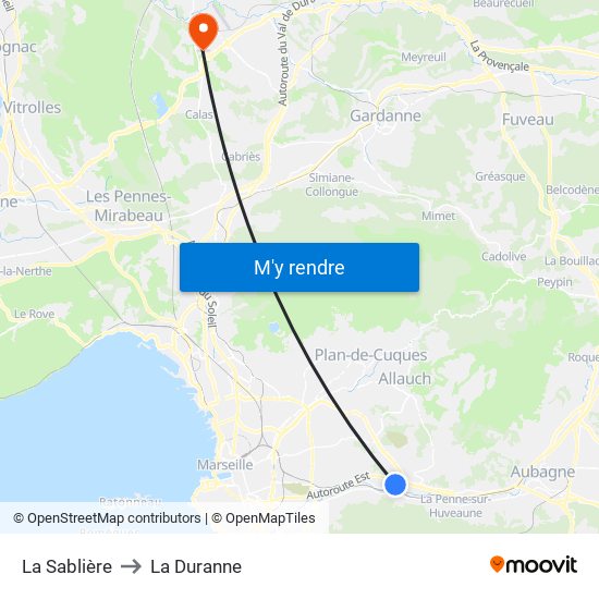 La Sablière to La Duranne map