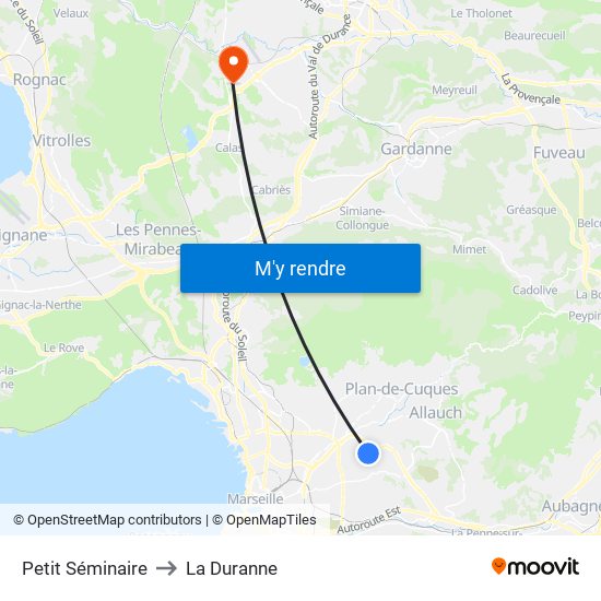 Petit Séminaire to La Duranne map