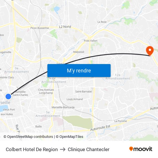 Colbert Hotel De Region to Clinique Chantecler map