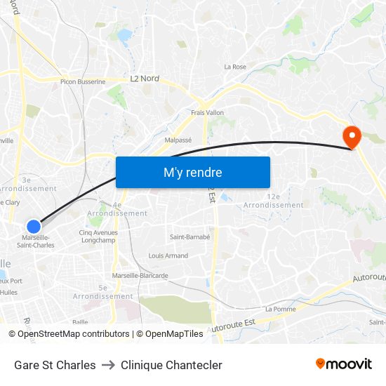 Gare St Charles to Clinique Chantecler map