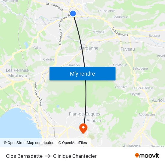 Clos Bernadette to Clinique Chantecler map