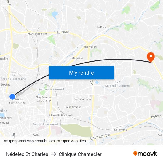 Nédelec St Charles to Clinique Chantecler map