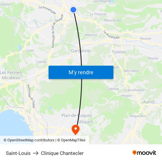 Saint-Louis to Clinique Chantecler map