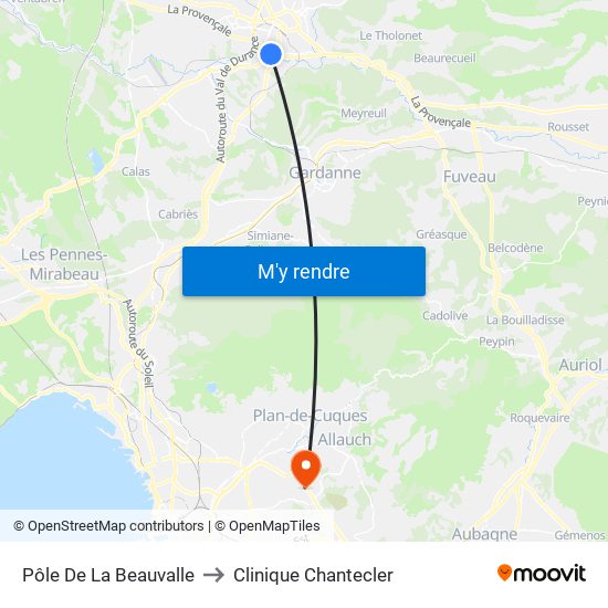 Pôle De La Beauvalle to Clinique Chantecler map