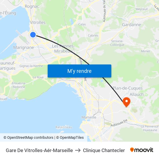 Gare De Vitrolles-Aér-Marseille to Clinique Chantecler map