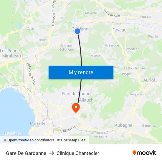 Gare De Gardanne to Clinique Chantecler map