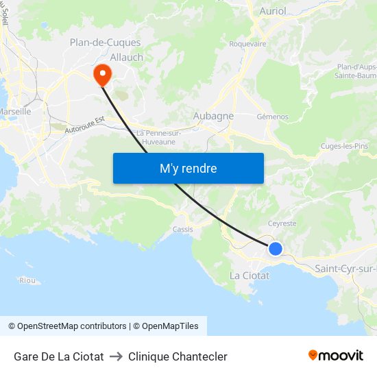 Gare De La Ciotat to Clinique Chantecler map