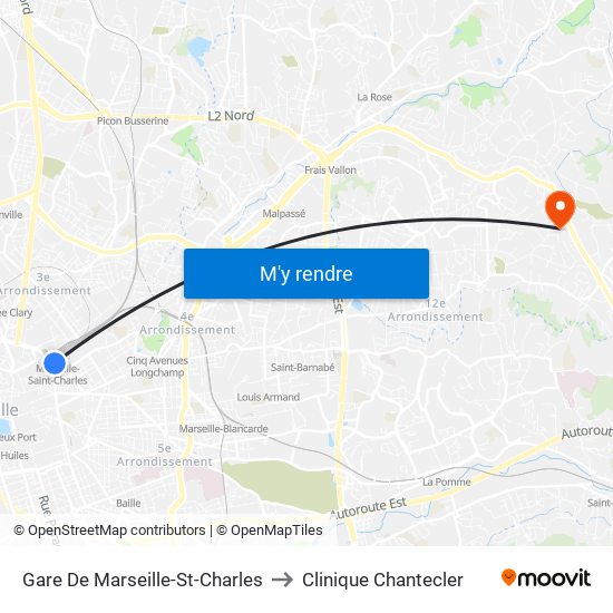 Gare De Marseille-St-Charles to Clinique Chantecler map