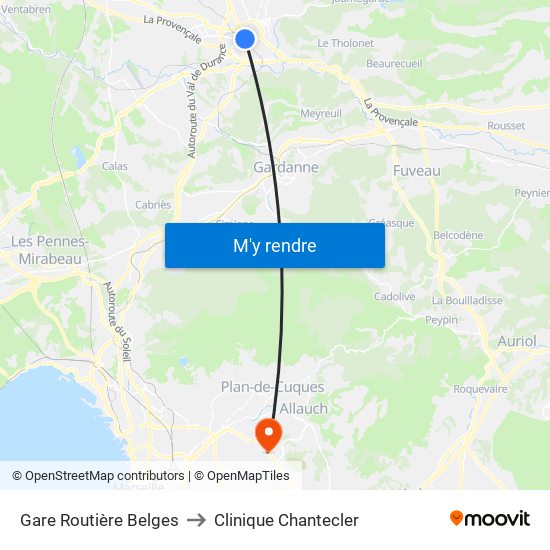 Gare Routière Belges to Clinique Chantecler map