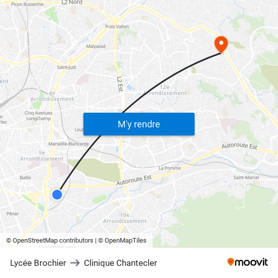 Lycée Brochier to Clinique Chantecler map