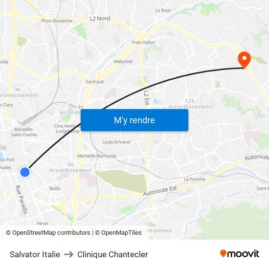 Salvator Italie to Clinique Chantecler map
