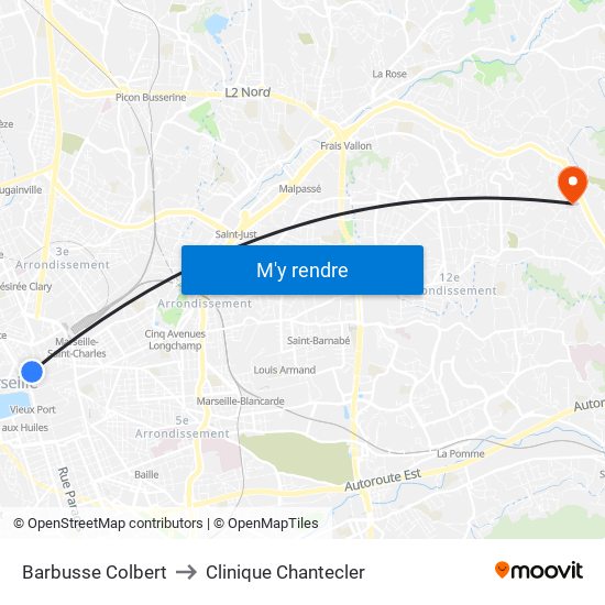 Barbusse Colbert to Clinique Chantecler map