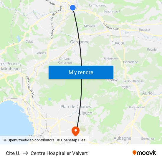 Cite  U. to Centre Hospitalier Valvert map